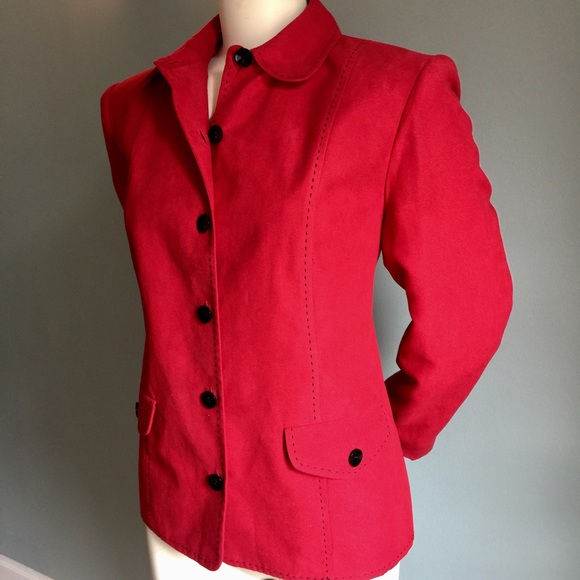 Clearance! Alfred Dunner Red Ultrasuede Blazer - Picture 4 of 9